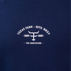Camiseta Masculina Texas Farm Manga Curta Azul Marinho Com Logo Branco Ref:CME010