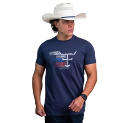 Camiseta Masculina Texas Farm Manga Curta Azul Marinho Com Logo Branco Ref:CM583 Camiseta Masculina Texas Farm Manga Curta Azul Marinho Com Logo Branco Ref:CM583