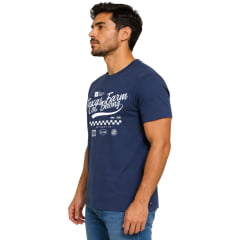 Camiseta Masculina Texas Farm Manga Curta Azul Marinho Logo Branco - REF:CM692