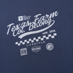 Camiseta Masculina Texas Farm Manga Curta Azul Marinho Logo Branco - REF:CM692