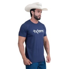 Camiseta Masculina Texas Farm Manga Curta Azul Marinho Logo Branca Ref:CM258