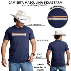 Camiseta Masculina Texas Farm Manga Curta Azul Marinho Ref:CM674