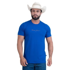 Camiseta Masculina Texas Farm Manga Curta Azul Royal Logo Laranja Ref:CM630