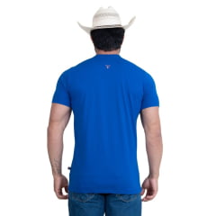 Camiseta Masculina Texas Farm Manga Curta Azul Royal Logo Laranja Ref:CM630
