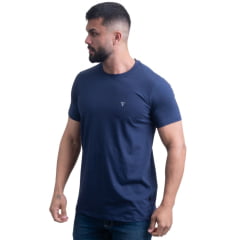 Camiseta Masculina Texas Farm Manga Curta Básica Azul Marinho Com Logo Pequeno Branco Ref.CM143