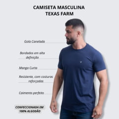 Camiseta Masculina Texas Farm Manga Curta Básica Azul Marinho Com Logo Pequeno Branco Ref.CM143