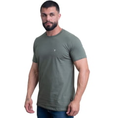 Camiseta Masculina Texas Farm Manga Curta Básica Verde Broto Com Logo Pequeno Branco Ref.CM143