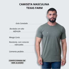 Camiseta Masculina Texas Farm Manga Curta Básica Verde Broto Com Logo Pequeno Branco Ref.CM143