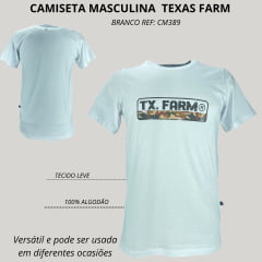 Camiseta Masculina Texas Farm Manga Curta Branco Ref:CM389