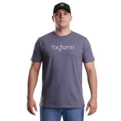 Camiseta Masculina Texas Farm Manga Curta Cinza Chumbo Com Escrita Da Marca Em Cinza Ref:CM258 Camiseta Masculina Texas Farm Manga Curta Cinza Chumbo Com Escrita Da Marca Em Cinza Ref:CM258
