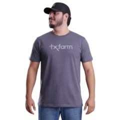 Camiseta Masculina Texas Farm Manga Curta Cinza Chumbo Com Escrita Da Marca Em Cinza Ref:CM258