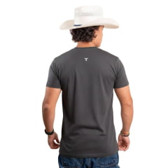 Camiseta Masculina Texas Farm Manga Curta Cinza Com Logo Em Branco Ref:CM683