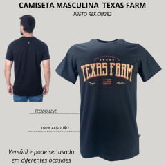 Camiseta Masculina Texas Farm Manga Curta Estampa Texas Austin Ref:CM282 - Escolha a cor