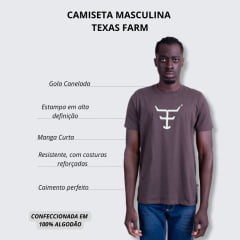 Camiseta Masculina Texas Farm Manga Curta Marrom Café/Caqui  Ref.CM589