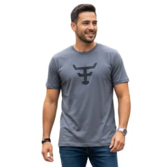Camiseta Masculina Texas Farm Manga Curta Overtone Cinza Chumbo Com Logo Bordada Cinza Ref:CM407 Camiseta Masculina Texas Farm Manga Curta Overtone Cinza Chumbo Com Logo Bordada Cinza Ref:CM407