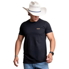 Camiseta Masculina Texas Farm Manga Curta Preta Com Escrita Da Marca Caramelo Ref:CM677 Camiseta Masculina Texas Farm Manga Curta Preta Com Escrita Da Marca Caramelo Ref:CM677