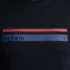 Camiseta Masculina Texas Farm Manga Curta Preta Com Estampa Em Azul E Vermelho Ref:CM674