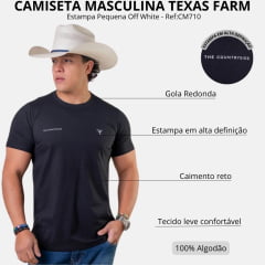 Camiseta Masculina Texas Farm Manga Curta Preta Com Estampa Pequena Off White - Ref:CM710