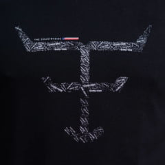 Camiseta Masculina Texas Farm Manga Curta Preta Com Logo Grande Ref:CM683