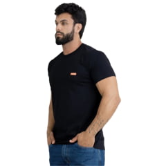 Camiseta Masculina Texas Farm Manga Curta Preta Logo Pequeno Caramelo Ref:CM639