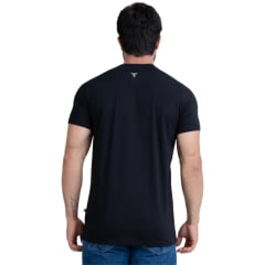 Camiseta Masculina Texas Farm Manga Curta Preta Logo Pequeno Caramelo Ref:CM639