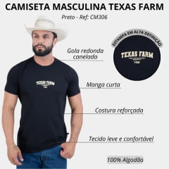 Camiseta Masculina Texas Farm Manga Curta Preto Com Logo Branco Ref:CM633