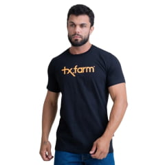 Camiseta Masculina Texas Farm Manga Curta Preto Com Logo Caramelo Ref:CM258