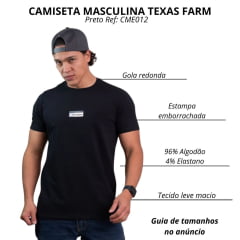 Camiseta Masculina Texas Farm Manga Curta Preto Com Logo Cinza Chumbo Ref:CME012
