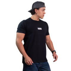 Camiseta Masculina Texas Farm Manga Curta Preto Com Logo Cinza Chumbo Ref:CME012