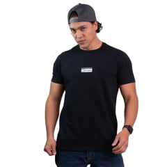 Camiseta Masculina Texas Farm Manga Curta Preto Com Logo Cinza Chumbo Ref:CME012