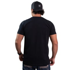 Camiseta Masculina Texas Farm Manga Curta Preto Com Logo Cinza Chumbo Ref:CME012