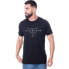 Camiseta Masculina Texas Farm Manga Curta Preto Com Logo Estampado Ref:CM306