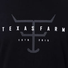 Camiseta Masculina Texas Farm Manga Curta Preto Com Logo Estampado Ref:CM306