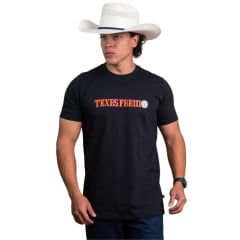 Camiseta Masculina Texas Farm Manga Curta Preto Logo Laranja - REF:CM678 Camiseta Masculina Texas Farm Manga Curta Preto Logo Laranja - REF:CM678