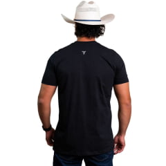 Camiseta Masculina Texas Farm Manga Curta Preto Logo Laranja - REF:CM678