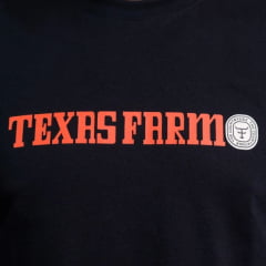 Camiseta Masculina Texas Farm Manga Curta Preto Logo Laranja - REF:CM678