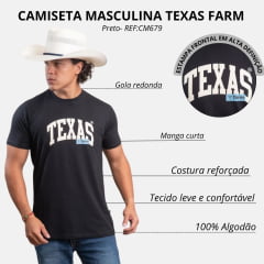 Camiseta Masculina Texas Farm Manga Curta Preto Logo Off White - REF:CM679