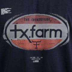 Camiseta Masculina Texas Farm Manga Curta Preto Com Logo Estampado Ref:CM575