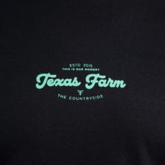 Camiseta Masculina Texas Farm Manga Curta Preto Logo Verde Menta - REF:CM685