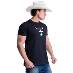 Camiseta Masculina Texas Farm Manga Curta Preto Com Logo Off White Ref:CM589