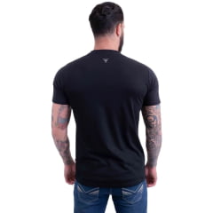 Camiseta Masculina Texas Farm Manga Curta Preto Estampada Logo Bandeira Bege Ref:CM570