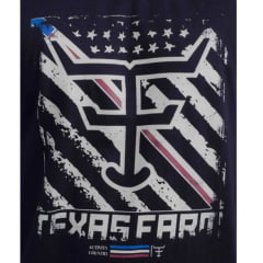 Camiseta Masculina Texas Farm Manga Curta Preto Estampada Logo Bandeira Bege Ref:CM570