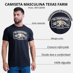 Camiseta Masculina Texas Farm Manga Curta Preto Logo The Countryside Bege/Caramelo - REF:CM599