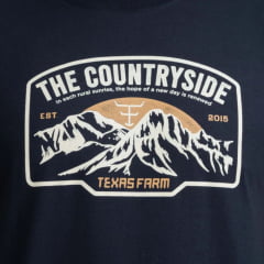 Camiseta Masculina Texas Farm Manga Curta Preto Logo The Countryside Bege/Caramelo - REF:CM599