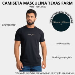 Camiseta Masculina Texas Farm Manga Curta Preto Logo Amarelo Claro Ref:CM630