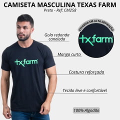 Camiseta Masculina Texas Farm Manga Curta Preto Logo Verde Ref:CM258