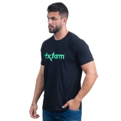 Camiseta Masculina Texas Farm Manga Curta Preto Logo Verde Ref:CM258