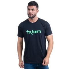 Camiseta Masculina Texas Farm Manga Curta Preto Logo Verde Ref:CM258