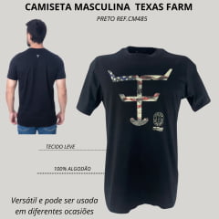 Camiseta Masculina Texas Farm Manga Curta Preto Ref:CM485