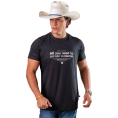Camiseta Masculina Texas Farm Manga Curta Tradition Preta Estampa Off White Ref:CM688 Camiseta Masculina Texas Farm Manga Curta Tradition Preta Estampa Off White Ref:CM688